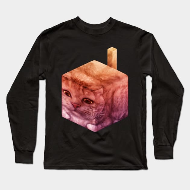 Cat Cube^3 (Voxel Feline, Block Pet, Box Cat) Long Sleeve T-Shirt by LuigiPunch